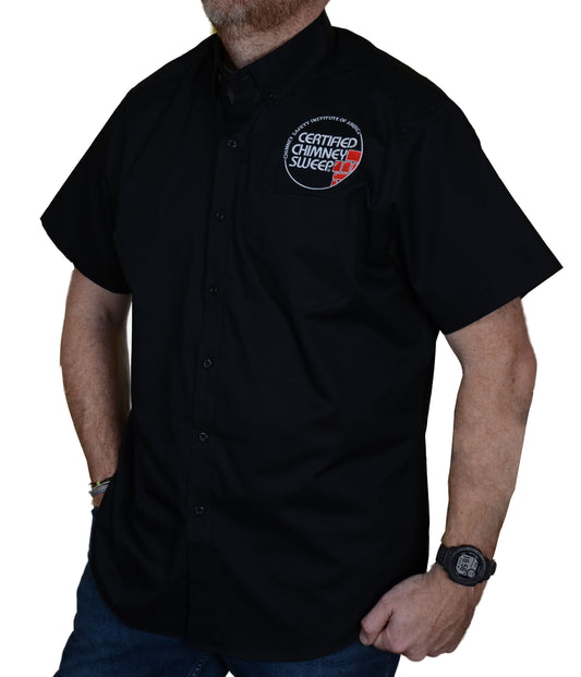 CCS Black Short-Sleeve Button-Up